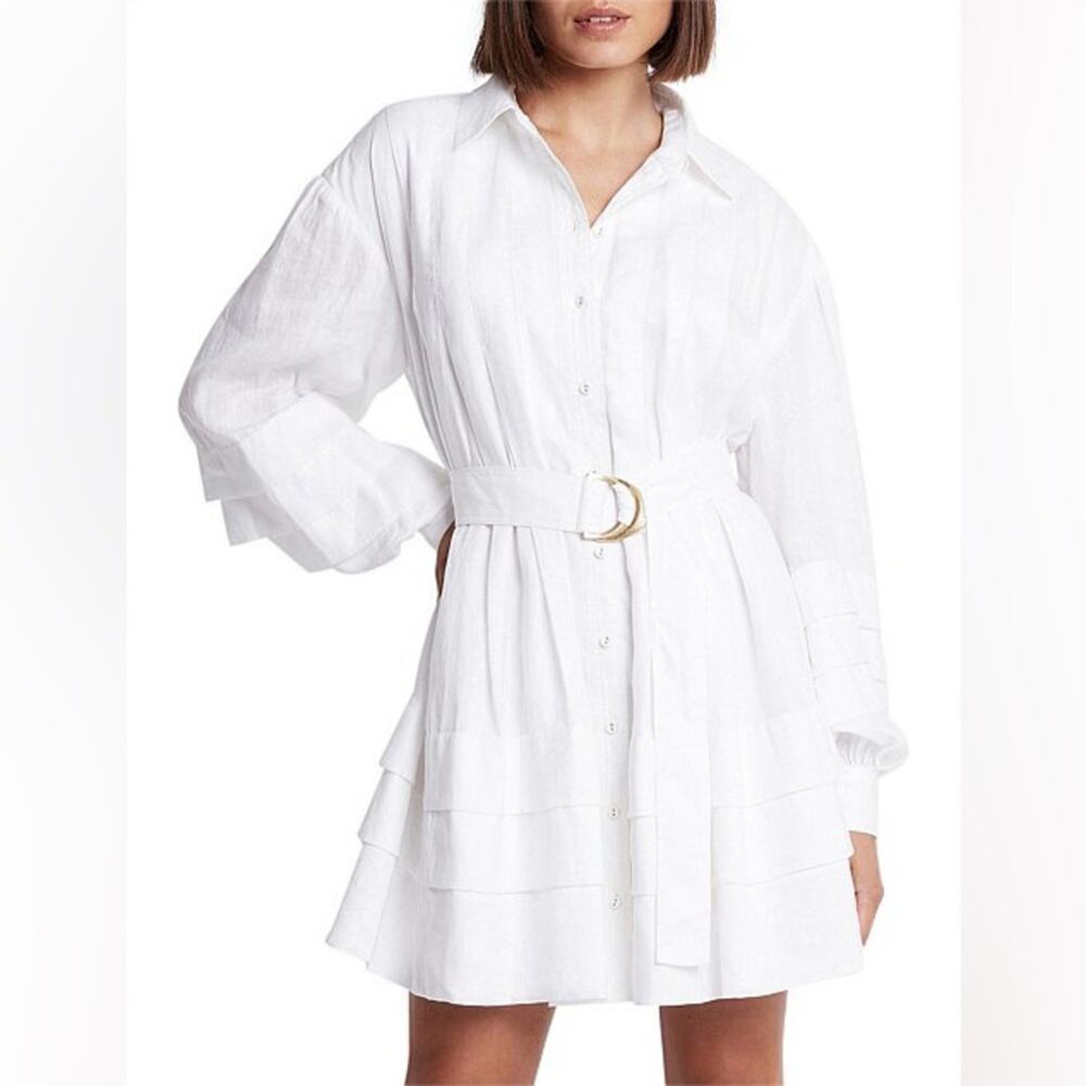 AJE RECURRENCE BELTED SMOCK DRESS White Size 8